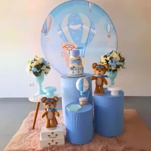 Decoración para Fiesta de Baby Shower Osito Aviador – Alquiler y Montaje profesional